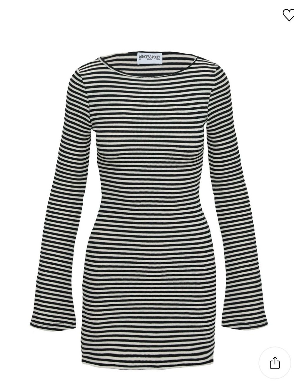 Princess Polly Black & White Striped Long Sleeve Dress